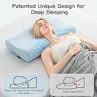 Vista 4 de Almohada de Contorno de Espuma Viscoelástica - Almohada Cervical Refrescante para Dormir - Diseño Ergonómico Patentado de 2 Alturas Almohada