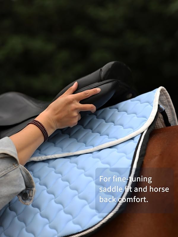 Harrison Howard English Half Pad Non-Slip Moisture-Wicking Shock Absorbing Horse Saddle Pad for Jumping Training Eventing Ice Blue by Harrison Howard - Image 7
