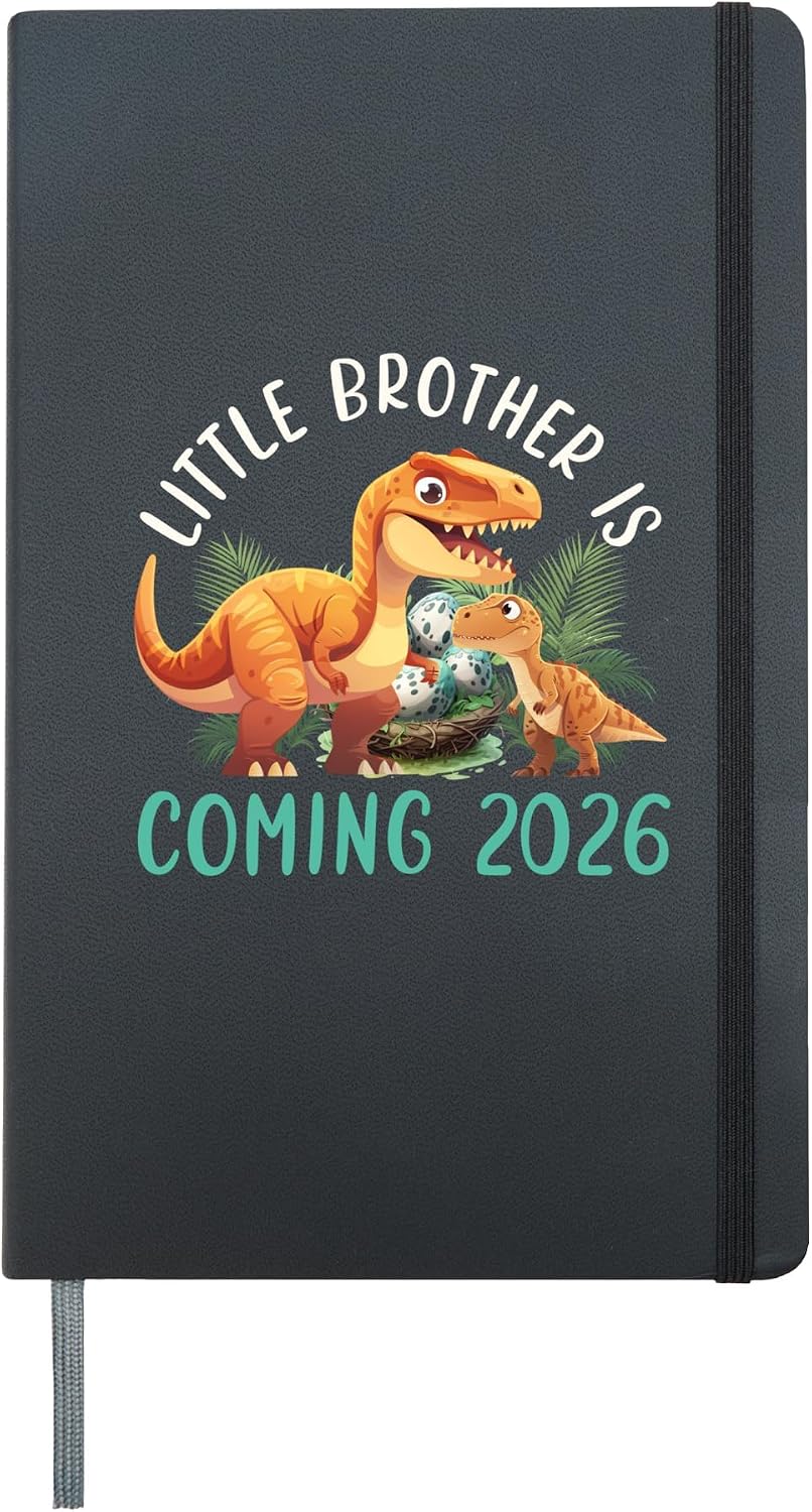 New Baby LITTLE BROTHER IS COMING 2026 Funny Brothers Hardcover Journal, Black