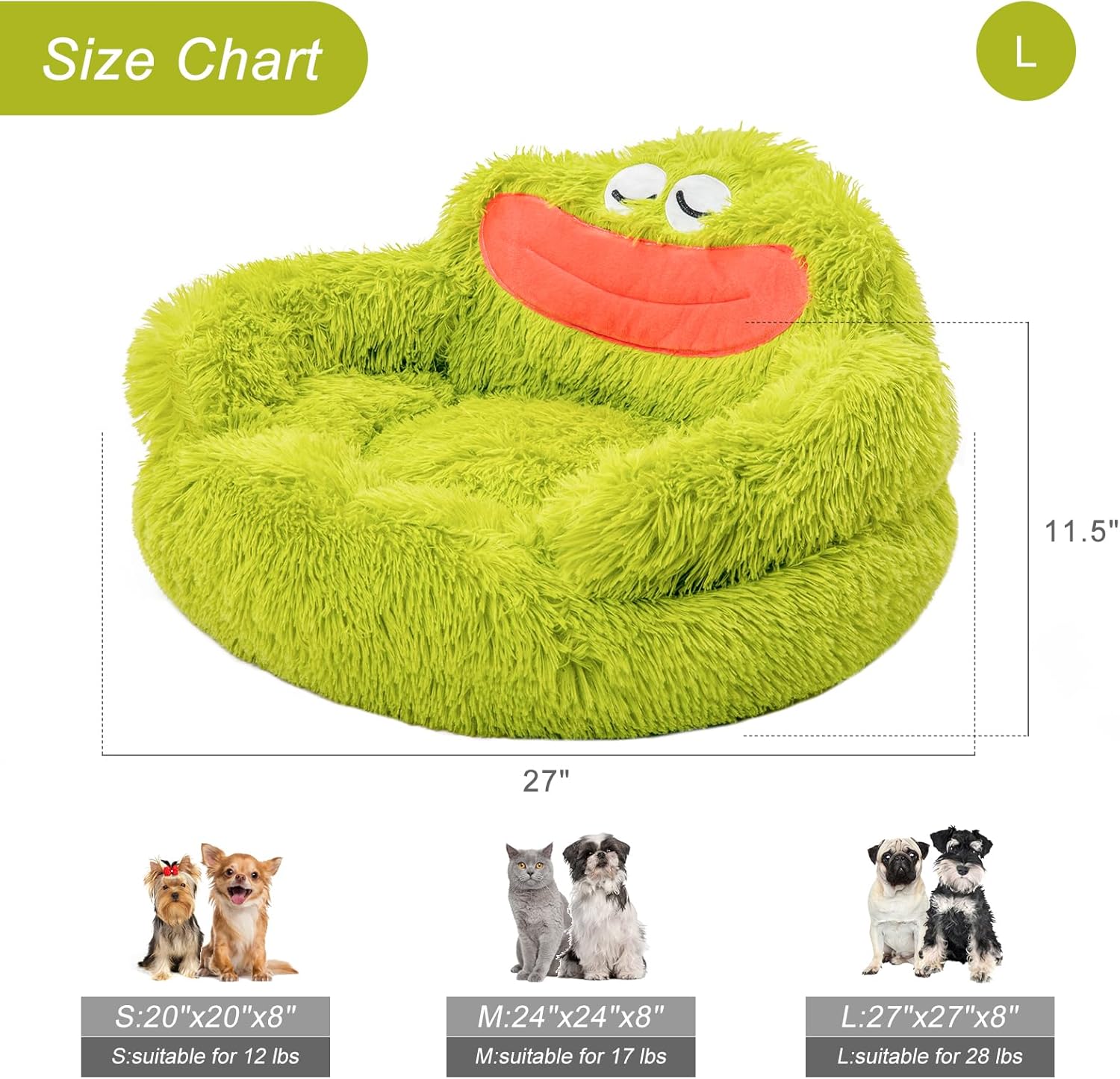 review Jiupety Cute Calming Dog and Cat Bed, Plush Indoor Donut Dog Beds, L(27