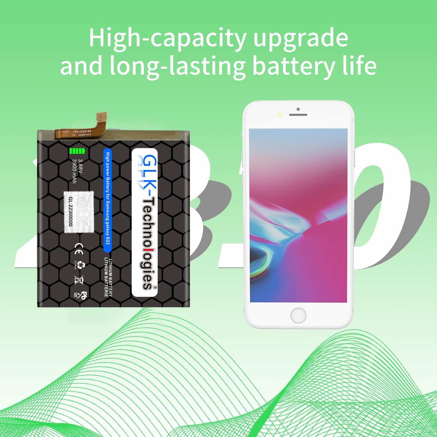High Power Ersatzakku kompatibel mit Samsung Galaxy S22 5G SM-S901 EB-BS901ABY | GLK-Technologies® Battery | accu | 3900 mAh Akku | inkl. Profi Werkzeug Set Kit NUE 2026 BJ