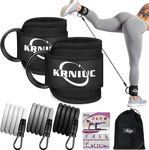 Ankle Resistance Bands with Cuffs, Resistance Bands for Working Out, Home Gym Workout Equipment for Women, Pilates Exercise, Hip, Leg, Glute Ankle