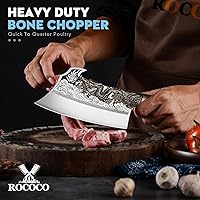Vista 3 de ROCOCO Cuchillo de carnicero de dragón de 2 libras, cuchillo de carnicero resistente de 9.5" de corte de carne y hueso, gran cuchillo vikingo
