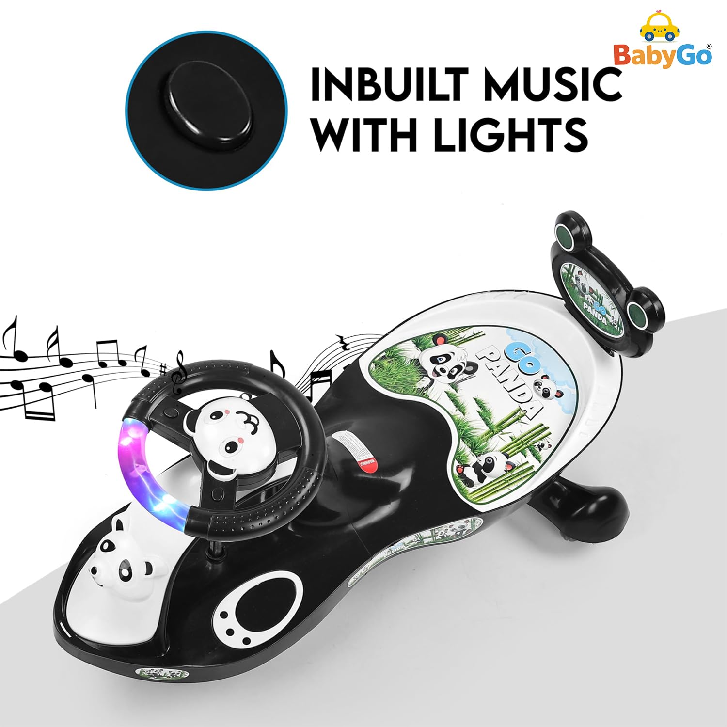 BabyGo Panda Swing Car Ride-On - Lights & Music! -9 BabyGo Panda Swing Car Ride-On - Lights & Music! -9