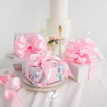 Amazon.com: HUIHUANG Pink Satin Wired Ribbon 1-1/2 inch