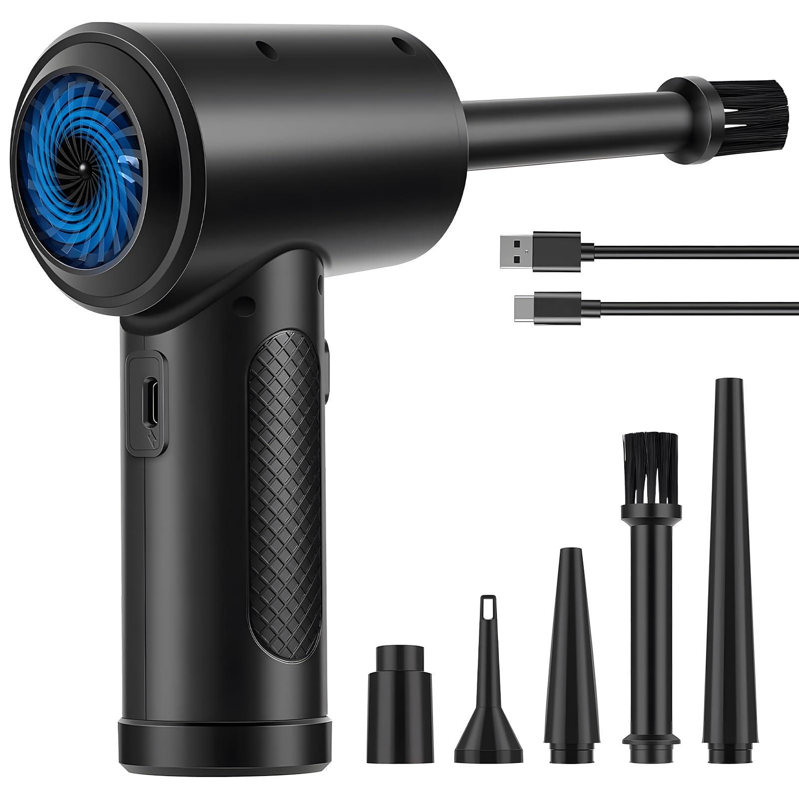 OKSTENCK Compressed Cordless Air Duster with LED Light, 3-Gear to 51000RPM Electric Air Blower, 6000mAh Rechargeable Battery for Computer Keyboards Cleaning