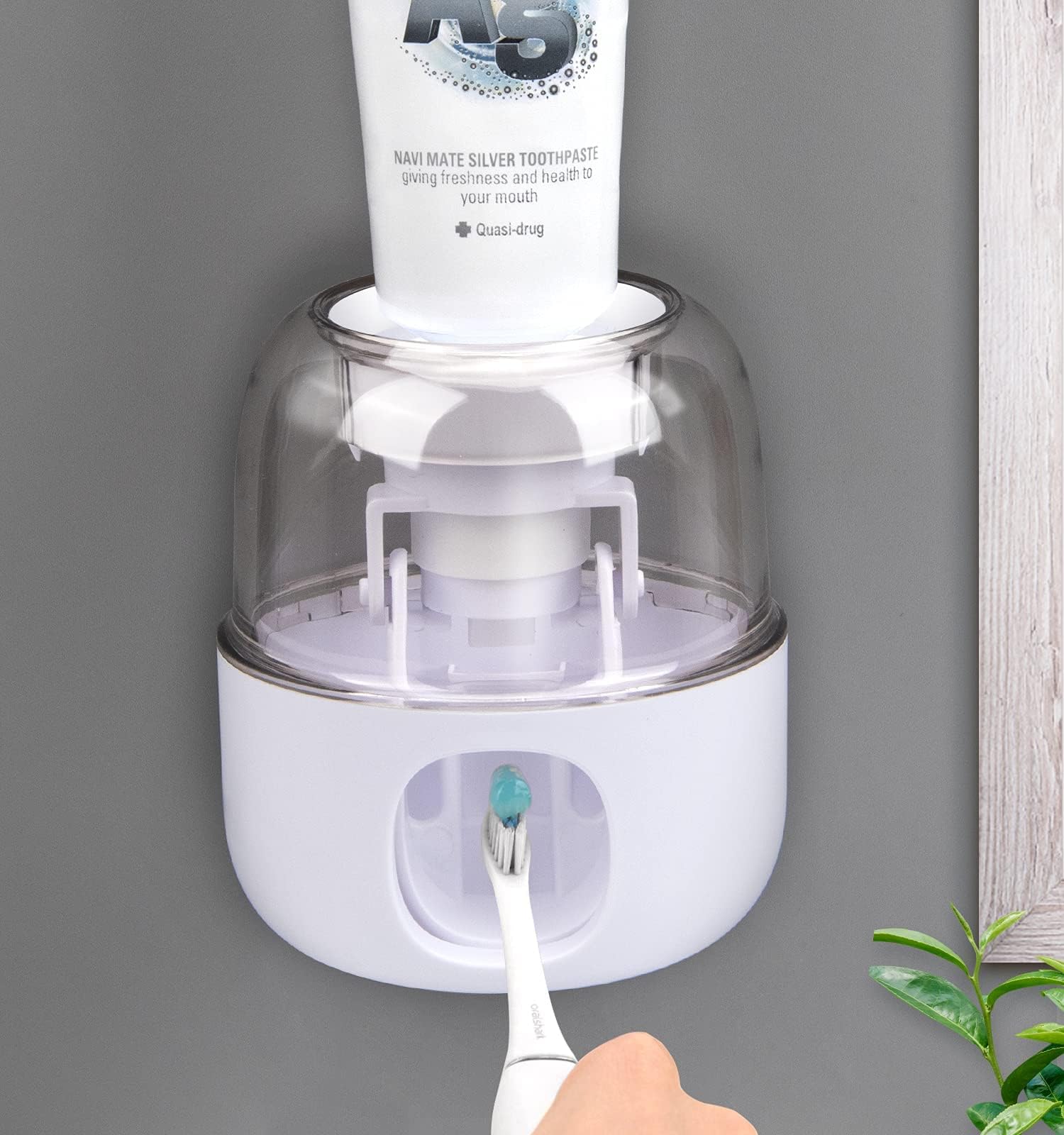 Toothpaste Dispenser, KASTWAVE Wall Mounted Hands Free Toothpaste Squeezer for Kids and Family Washroom Bathroom, Automatic and Dustproof Toothpaste Holder with Super Sticky Suction Pad