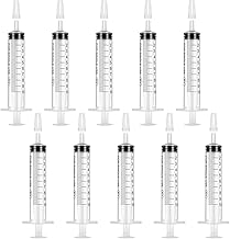10 x 10 ml Plastic Syringe Food Syringe without Needle with Caps for Experiment, Dispensing, Measuring Liquids, Pet Feeding