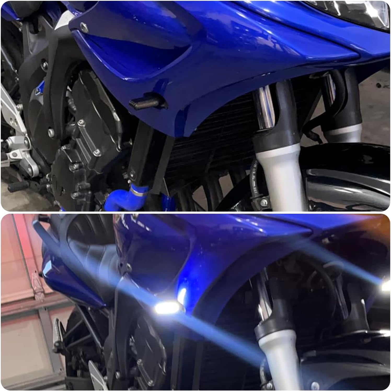2Pcs Front Sequential LED Turn Signal Lights Motorcycle Switchback Running Light Amber Blinkers Compatible with Harley Sportster Fat Bob Dyna Low Rider S KTM Dual Sport Suzuki Yamaha V-Star