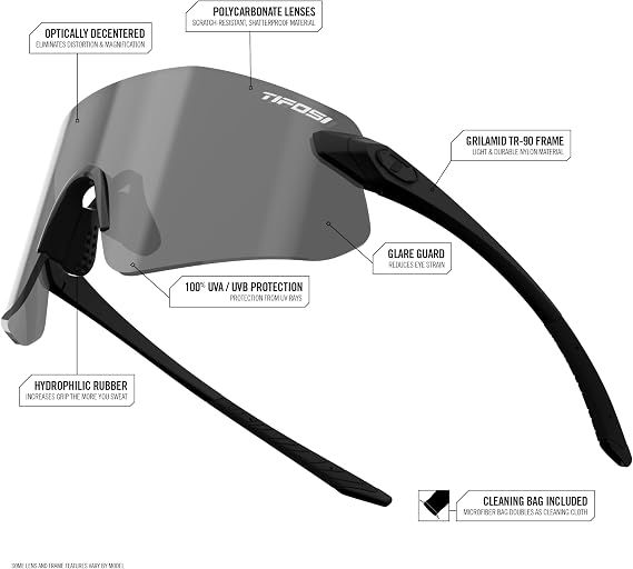 Tifosi Vogel SL Single Lens Sunglasses: Lightweight, sleek design for active wear