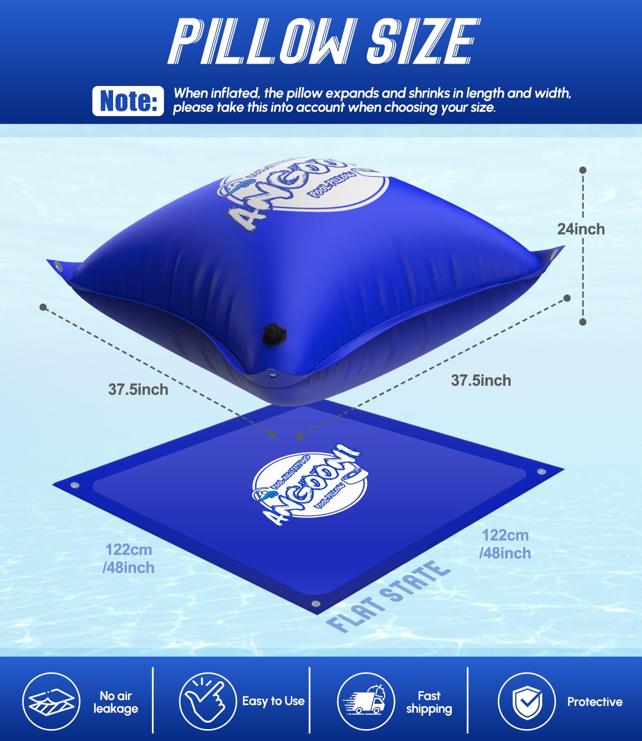 4 X 15 Ft Winter Pool Pillows - Heavy-Duty PVC Air Pillows With Ropes For Above Ground Pools