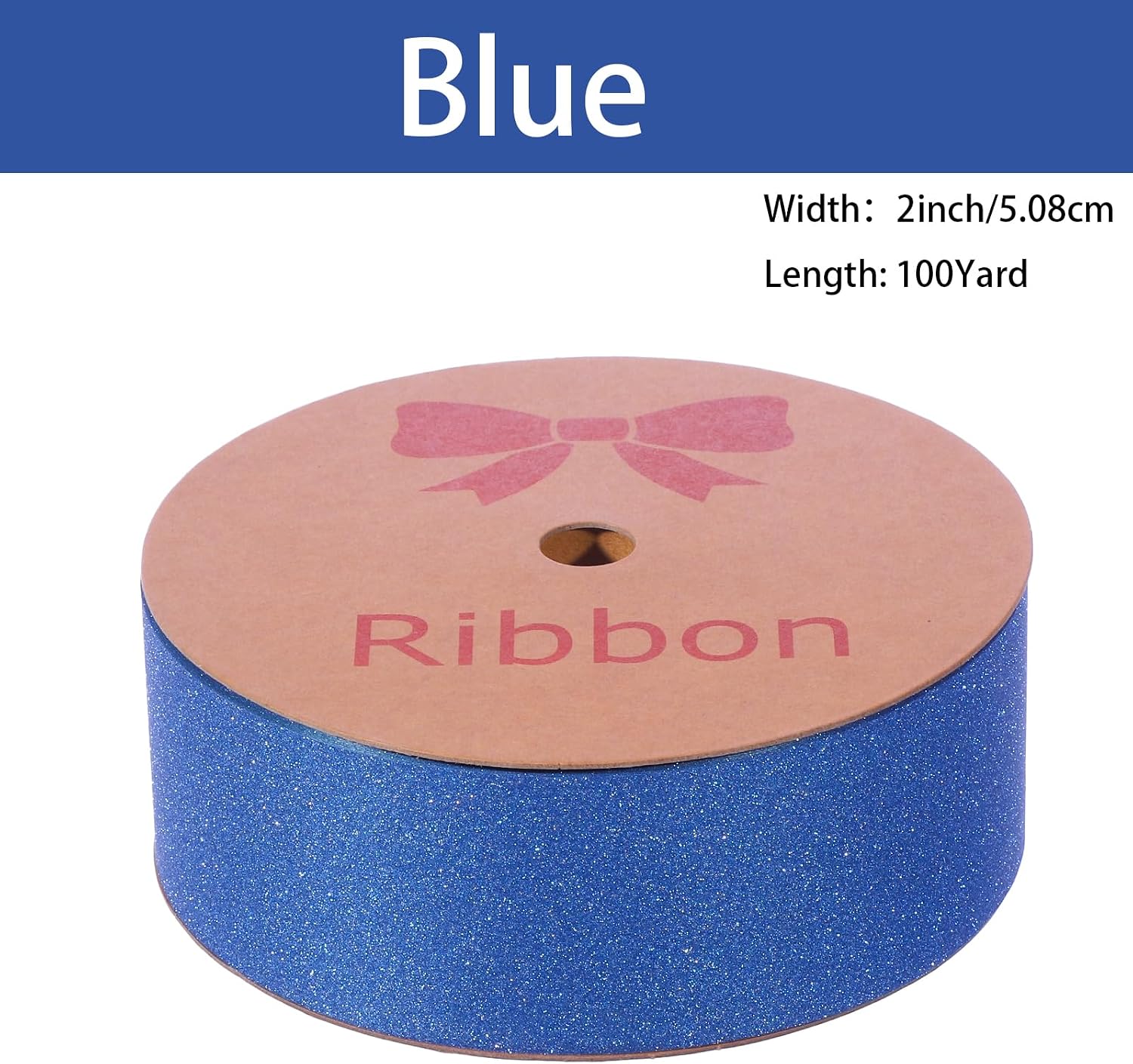 Blue Glitter Ribbon, 2 Inch x 100 Yards Plastic Ribbon Roll, Single Sided Sparkly Ribbon for Gift Wrapping, Large Bows, Flower Bouquets, Crafts, Party, Wedding, Christmas Decor image 3