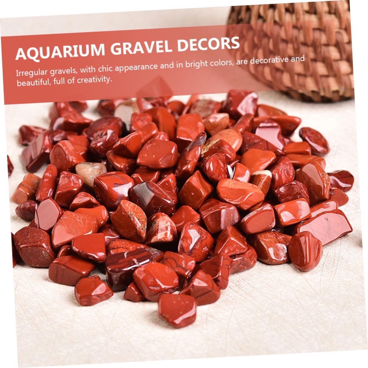 VICASKY Red Jasper Fish Tank Rocks 7-9mm Decorative Aquarium Stones Bulk Gravel for Fish Tank Supplies and Terrarium Decor 2lb