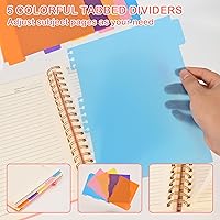 Vista 6 de 5 Subject Notebook with Removable Dividers Tabs, 300 Pages Leather Hardcover Spiral Notebook College Ruled, 8"x10" Large B5 Notebooks for Work