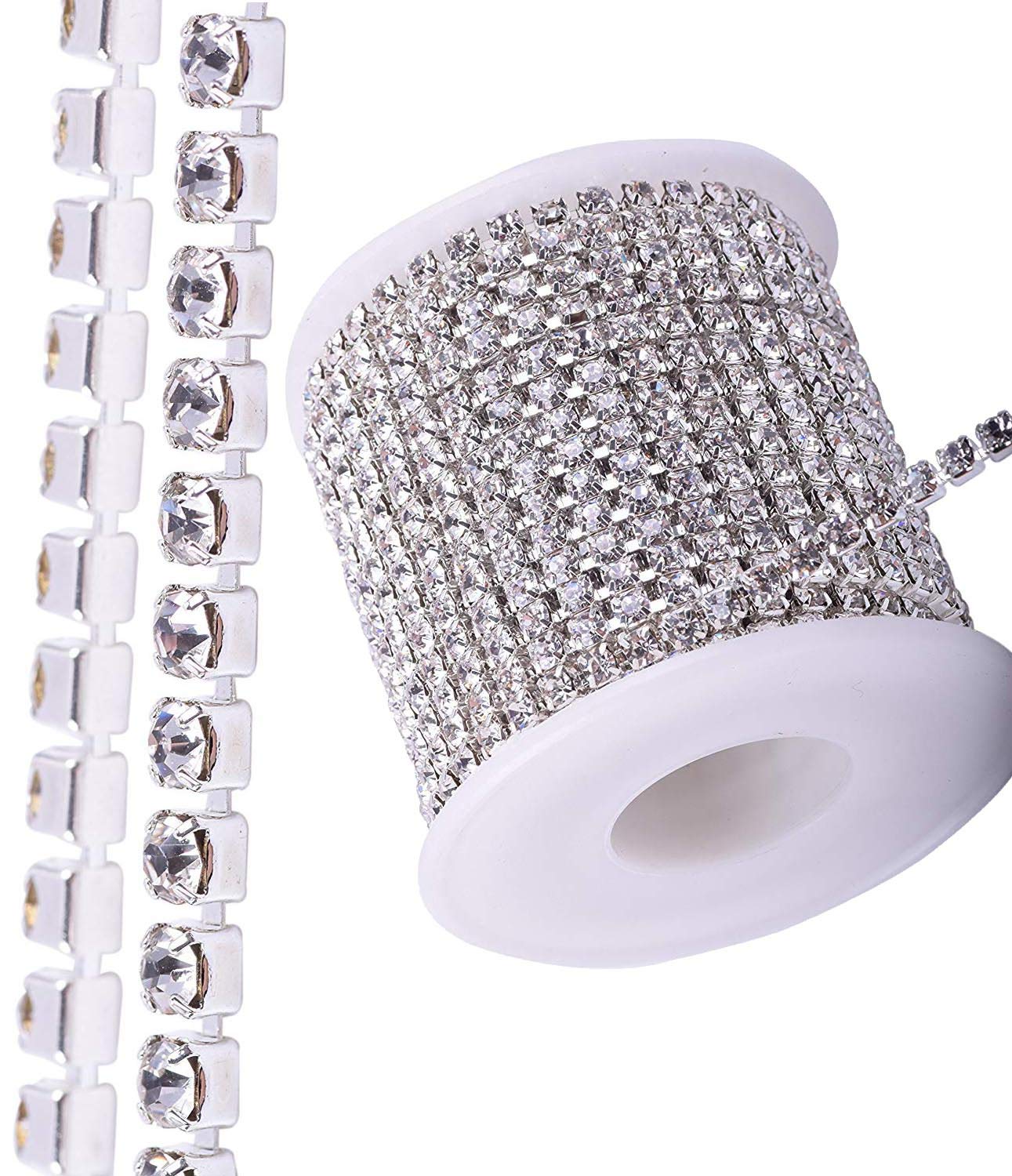 DIY Crafts Design No # 3, 11 Yards Crystal Rhinestone, Crystal Rhinestone Close Chain Trimming Claw Chain Jewelry (Design No # 3, 11 Yards Crystal Rhinestone)