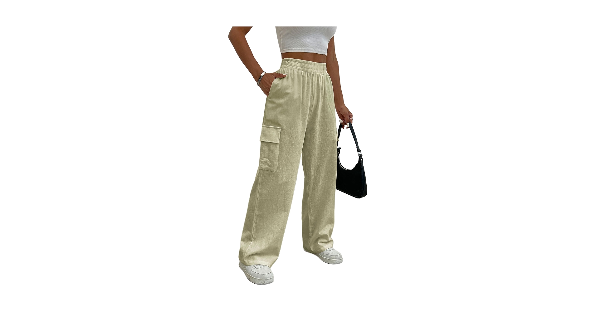 パンツ WIRROW linen cargo pants beige Mens Linen Cargo Pants With Side Pockets, Summer Pants