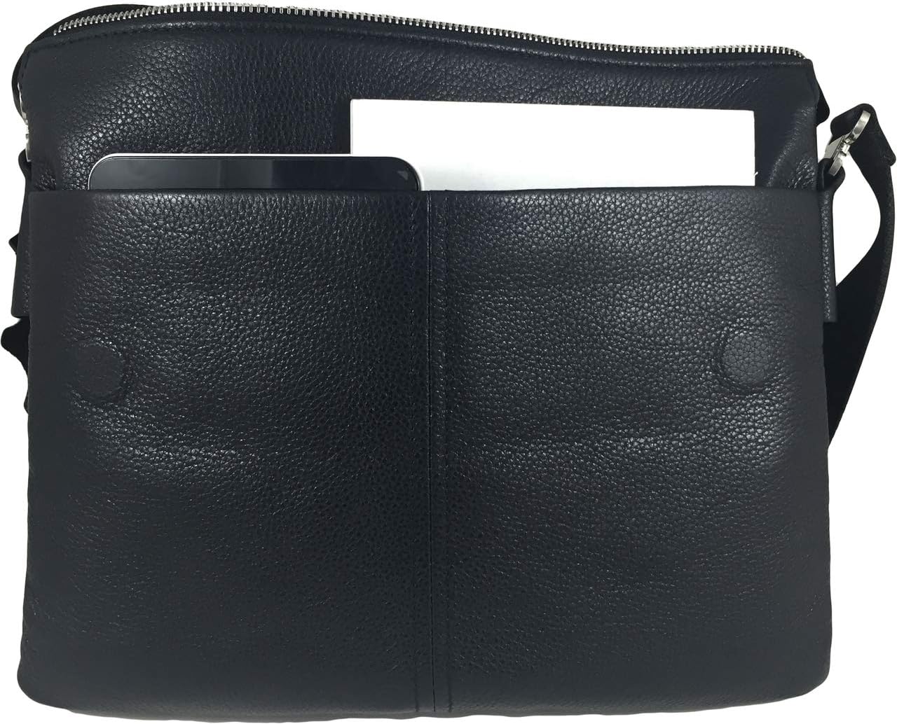 Men's Genuine Leather Briefcase Shoulder Messenger Bag Black