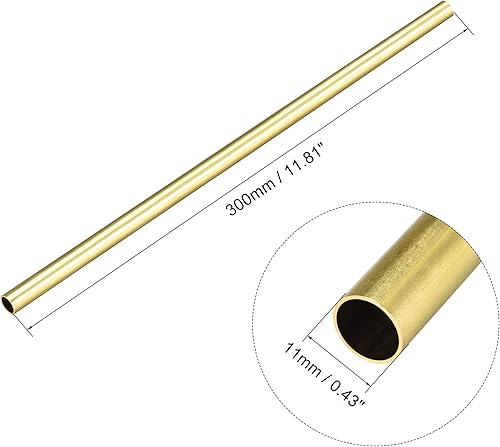 Miniatura 2 de uxcell Tubo redondo de latón de 11.811 in de longitud de 0.433 in de diámetro exterior de 0.020 in de espesor de pared Tubo recto sin costura