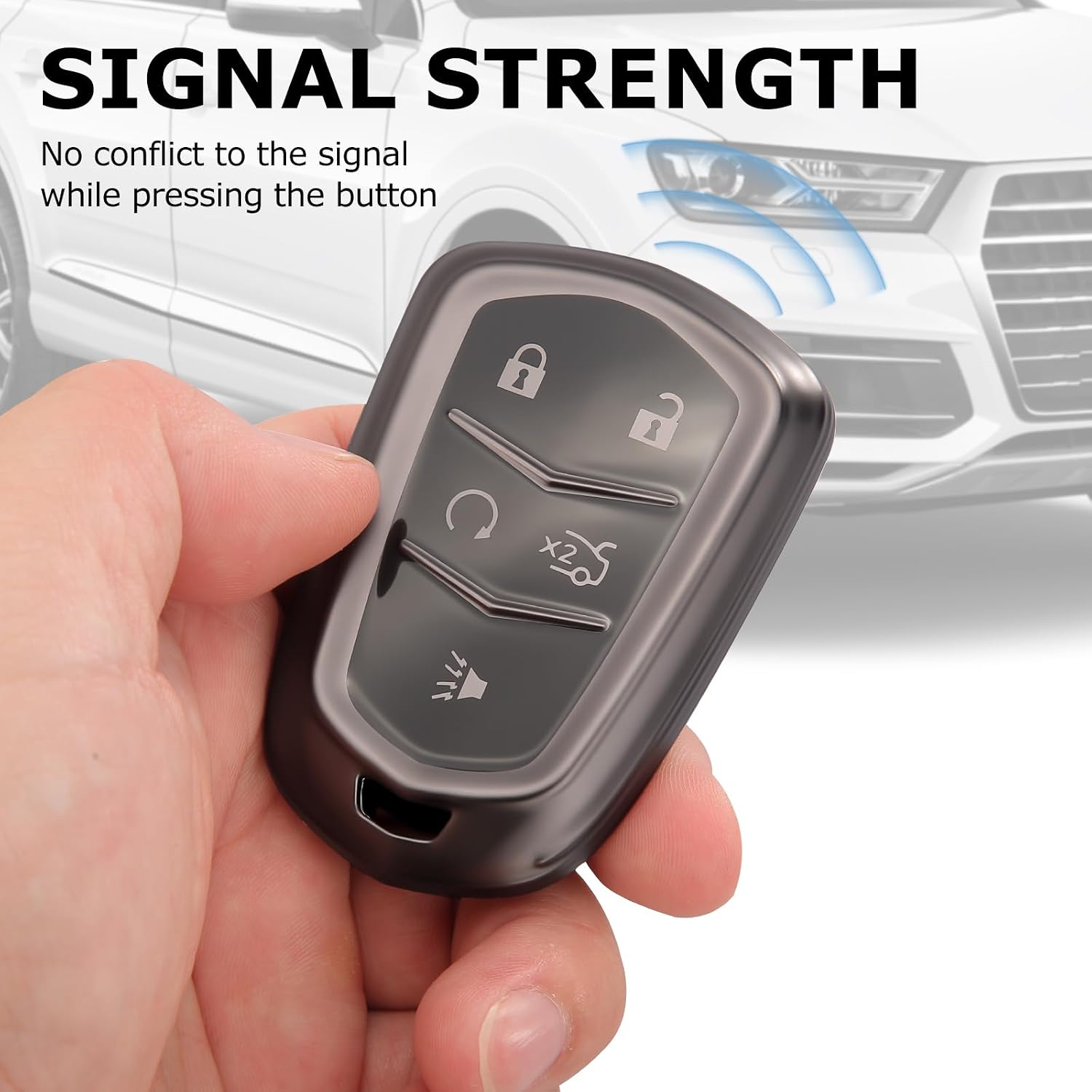 for Cadillac Key Fob Cover 5-Button TPU Protector Case Accessories | Compatible with XT4 XT5 XT6 ATS CT6 CTS XTS SRX