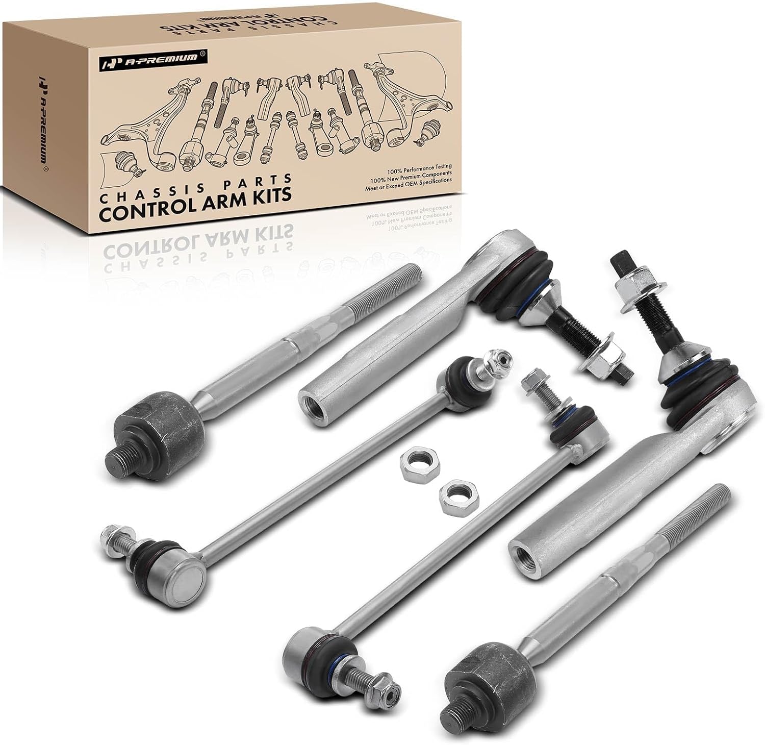 A-Premium Set of 6, Front Sway Bar Link, Inner Outer Tie Rod End, Compatible with Tesla Model 3 2017-2021, Model Y 2020-2021