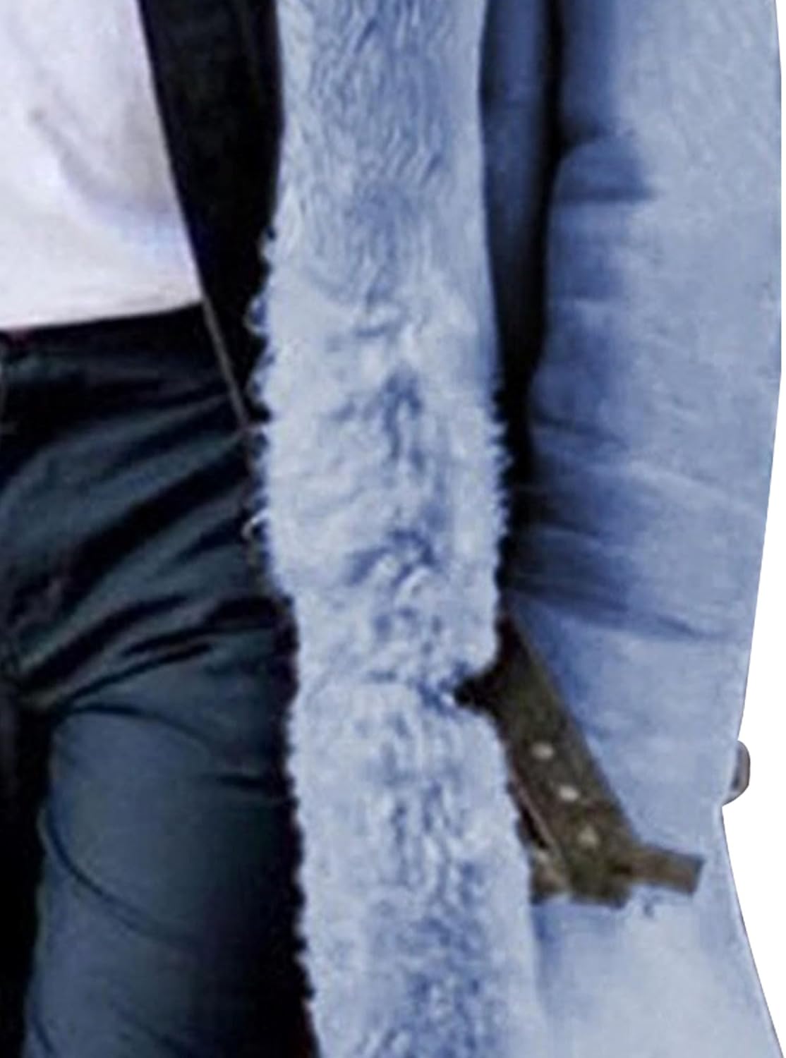 Men's Sherpa Lined Long Jacket Faux Leather Shearling Thicken Trench Coats Winter Warm Sheepskin Loose Outwear