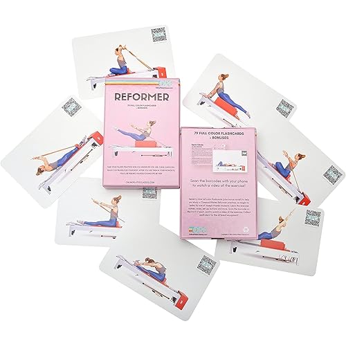 OnlinePilatesClasses Pilates Reformer Deck with Free Video Tutorials, Fitness Flash Cards with 79 All-Levels Cards for Home Gym Exercise, Reformer Not Included