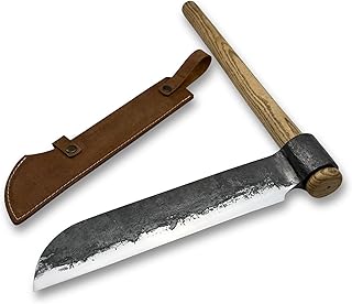 Sharky Hand Forged Splitting Froe – 10 in (25.5 cm) Steel Blade with Ash Wood Handle | Durable Timber Splitting Tool