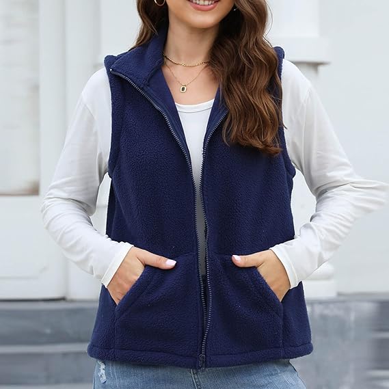 Abrigo De Cuadros Mujer Chaleco De Forro Polar Para Mujer, Con Cremallera, Sin Mangas, Ligero, Para Invierno, Cálido, Suave, Abrigador, Ropa De Abrigo, Sudaderas Con Capucha Chaleco Puffer Mujer