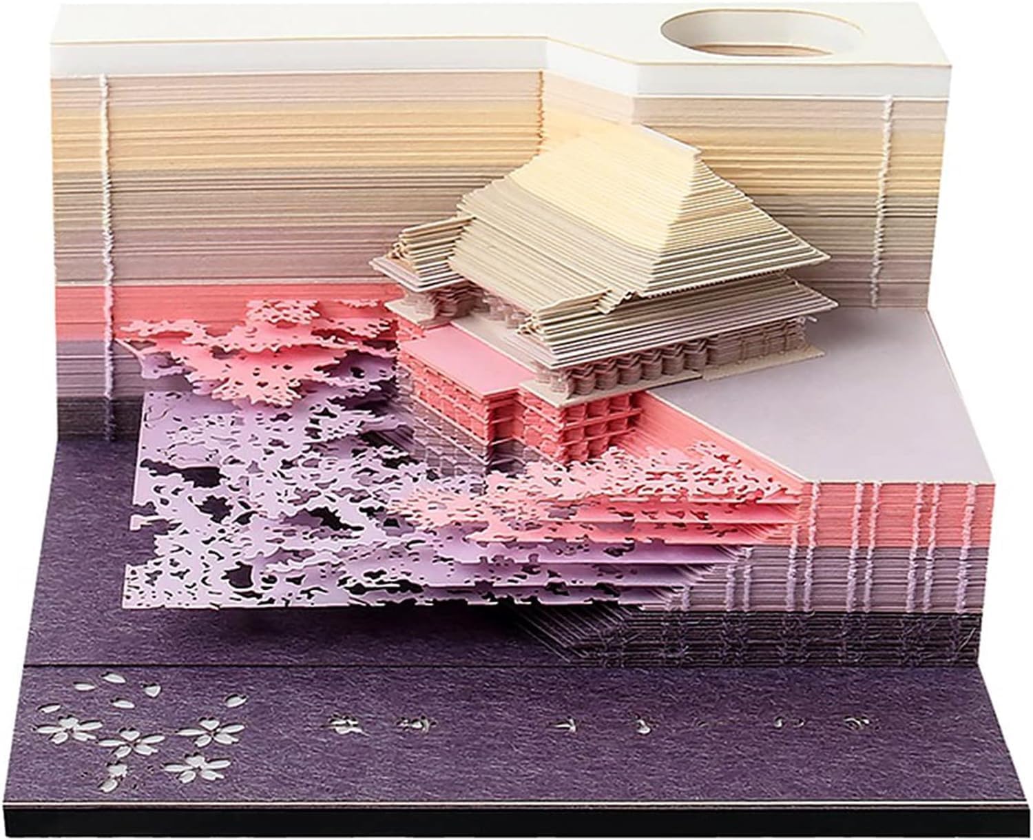 3D Notizblock Kiyomizu Tempel Haftnotizen 150 Blatt Memoblock Papier Kunst 3D Notizblock Notizblöcke Für Kind Liebhaber Freunde Frau Student Geschenke, Purple, L