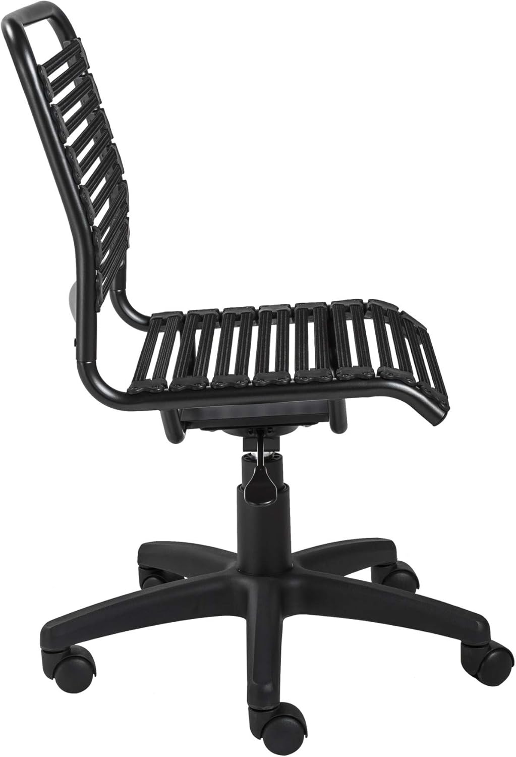 HomeRoots Black Flat Bungie Cord Low Back Rolling Office Chair