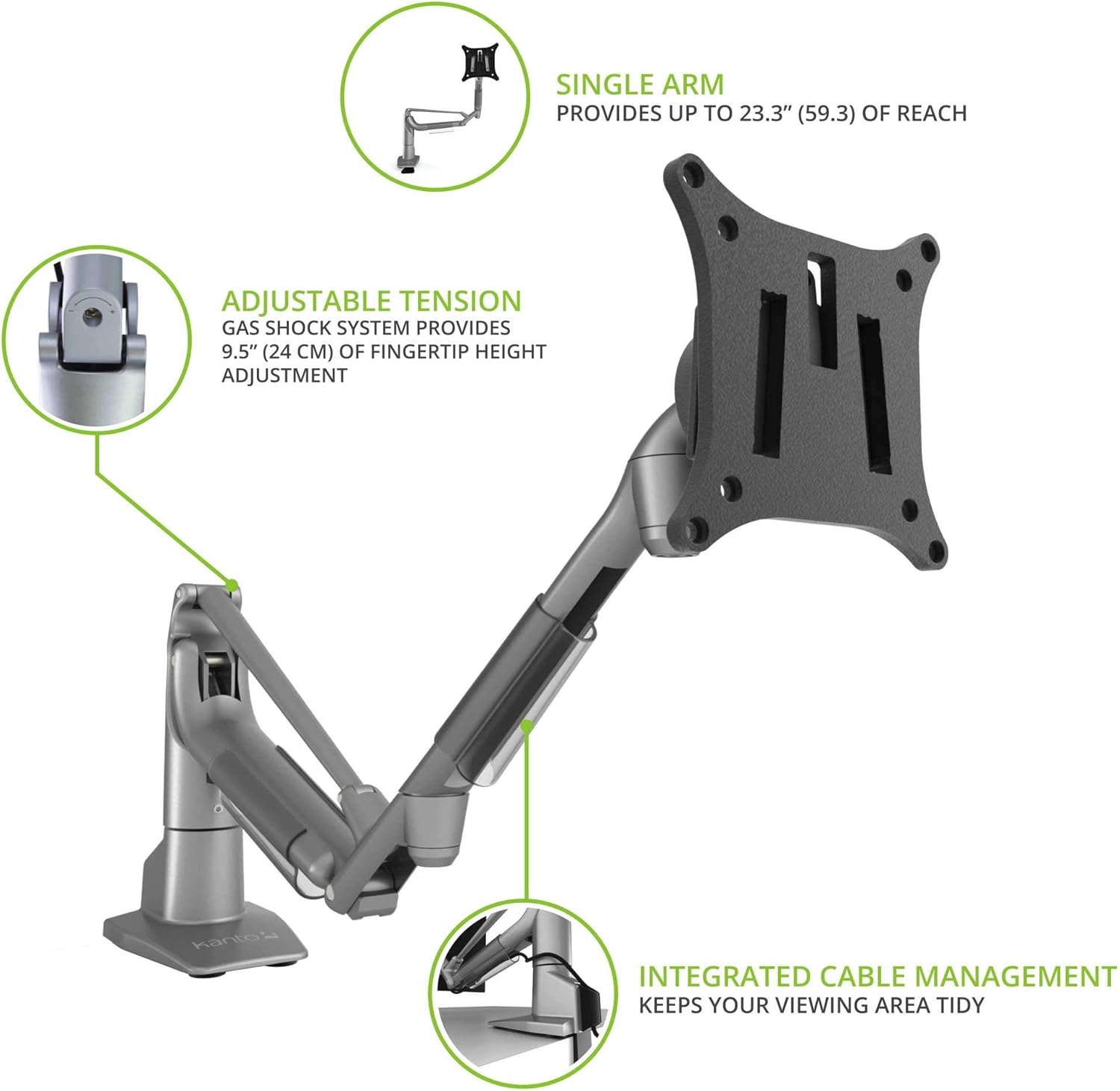 Kanto DMS1000S Desktop Mount for 17-inch to 32-inch Displays | Silver