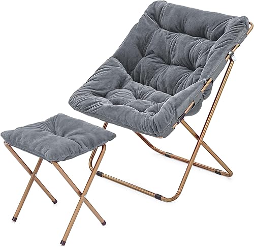 Miniatura 62 de MoNiBloom Silla cuadrada plegable de piel sintética para dormitorio, sala de estar, dormitorio, marco de metal plegable, de gran tamaño, cómoda,