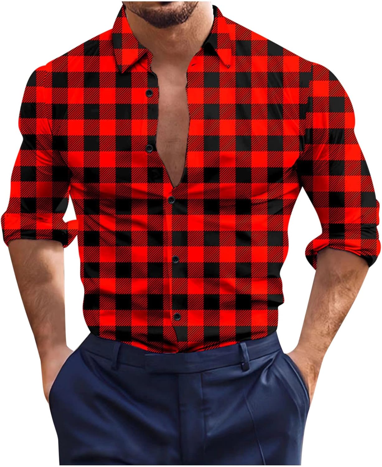 Herren Karohemd Langarm Slim Fit - Lässiges Freizeithemd In Trachtenoptik