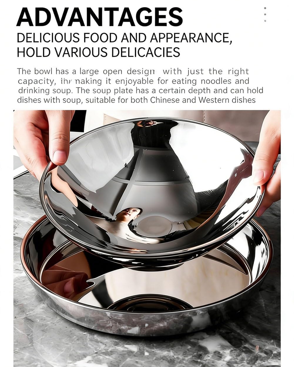 Juego de platos divididos de acero inoxidable 304, 7 bandejas de servir reutilizables con aislamiento de doble capa para cocina, hogar, restaurante, comedor