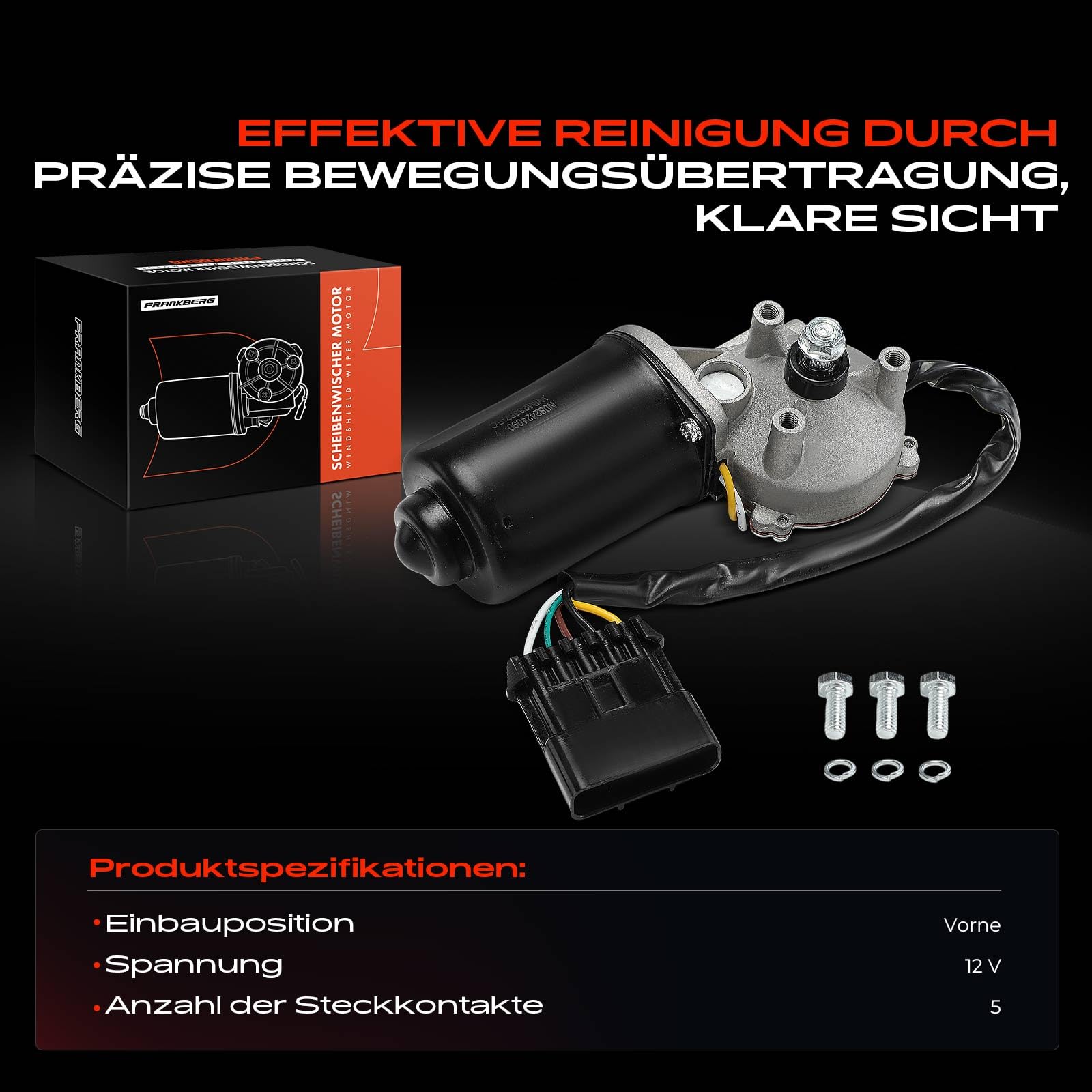 Frankberg Wischermotor Scheibenwischermotor 5-polig Vorne Kompatibel mit Meriva X03 1.2L-1.8L 2003-2010 Replace# 23003807