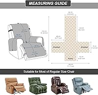 Vista 3 de Funda de silla reclinable 100% impermeable, fundas de silla reclinable para silla reclinable, funda de tela antideslizante para sala de estar, Café