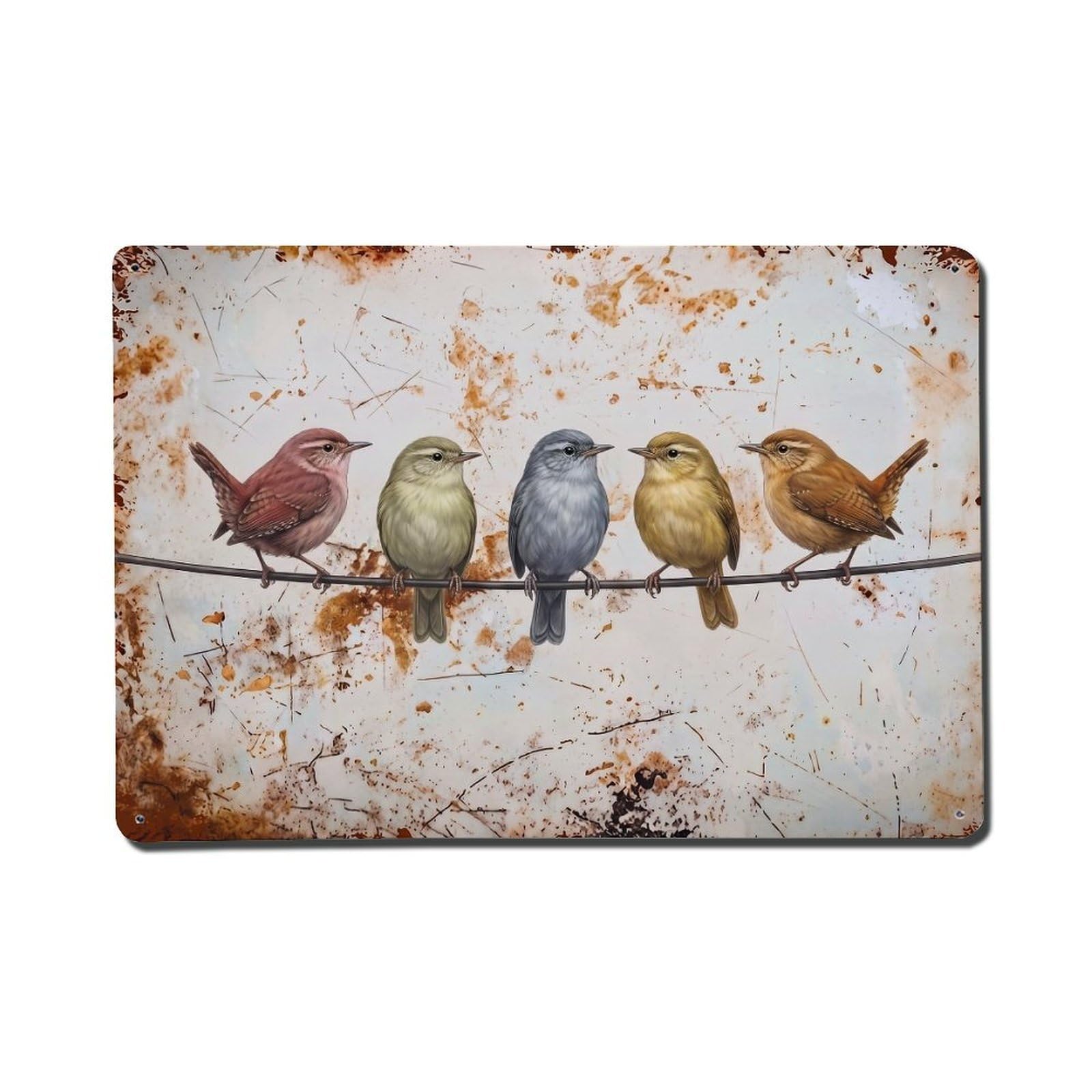 Vintage Retro Birds Wren Metal Tin Sign