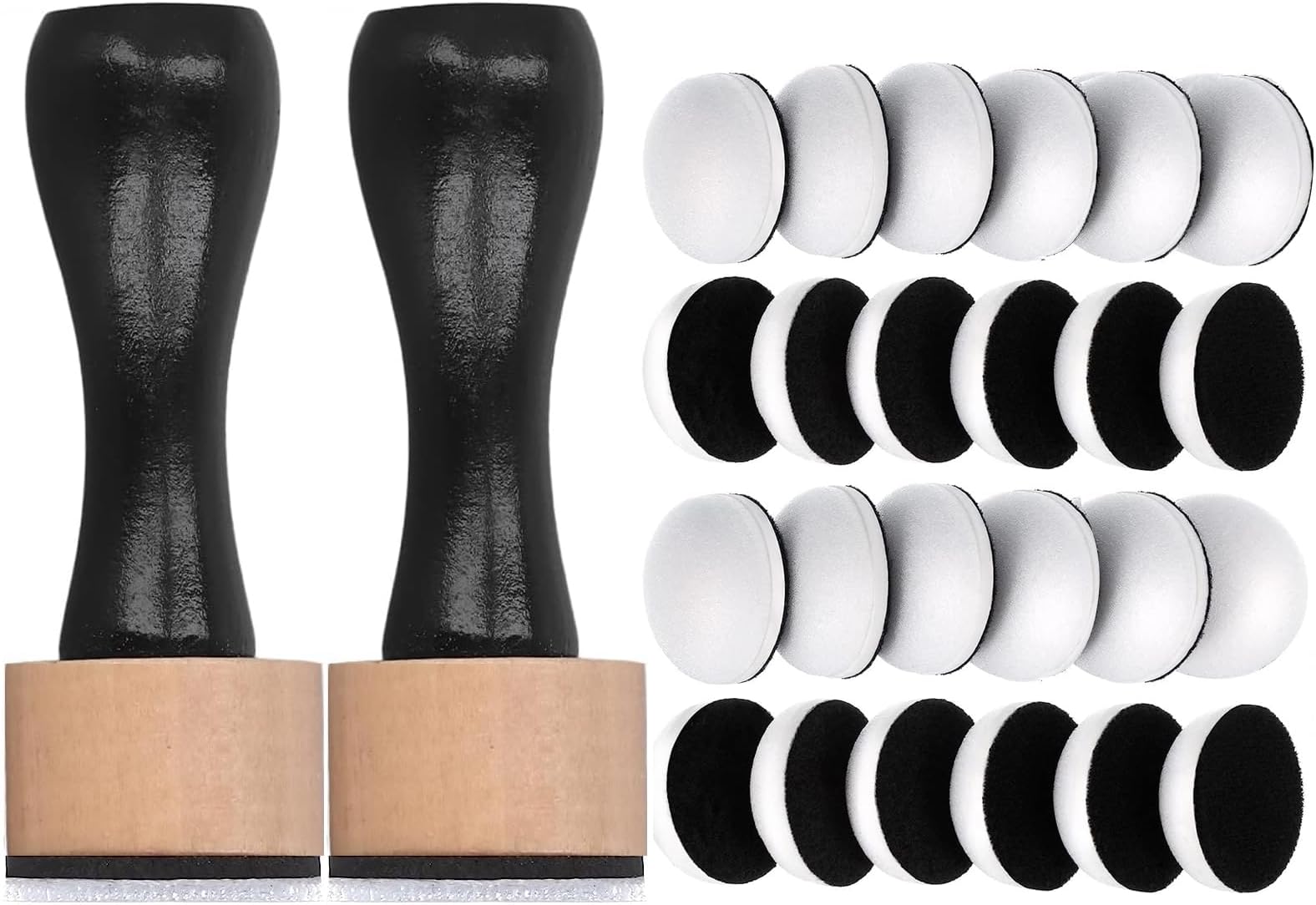 26 Packs Mini Ink Blending Tool Set, Include 2 Pcs Round Alcohol Ink Mini Applicator Tools and 24 Pcs Replacement Foam Pads for Drawing Distressing Blending