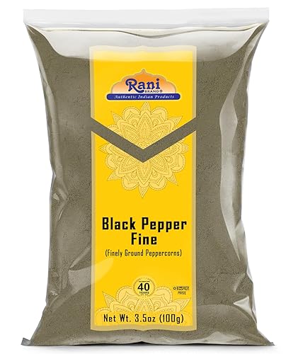 Rani Black Pepper Fine Powder 80 Mesh 3.5oz (100g)  Todo natural  Vegano  Apto para gluten  Sin OMG  Kosher  Producto de Vietnam