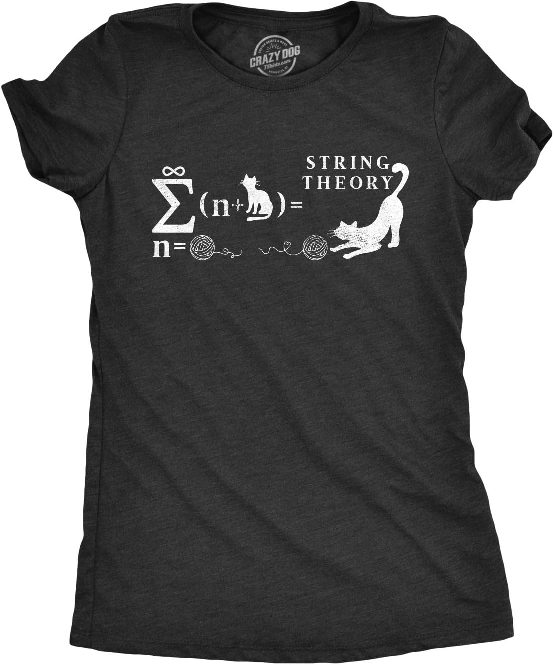 APSRA TRADERWomens String Theory Tshirt Funny Cat Math Science Nerdy Tee