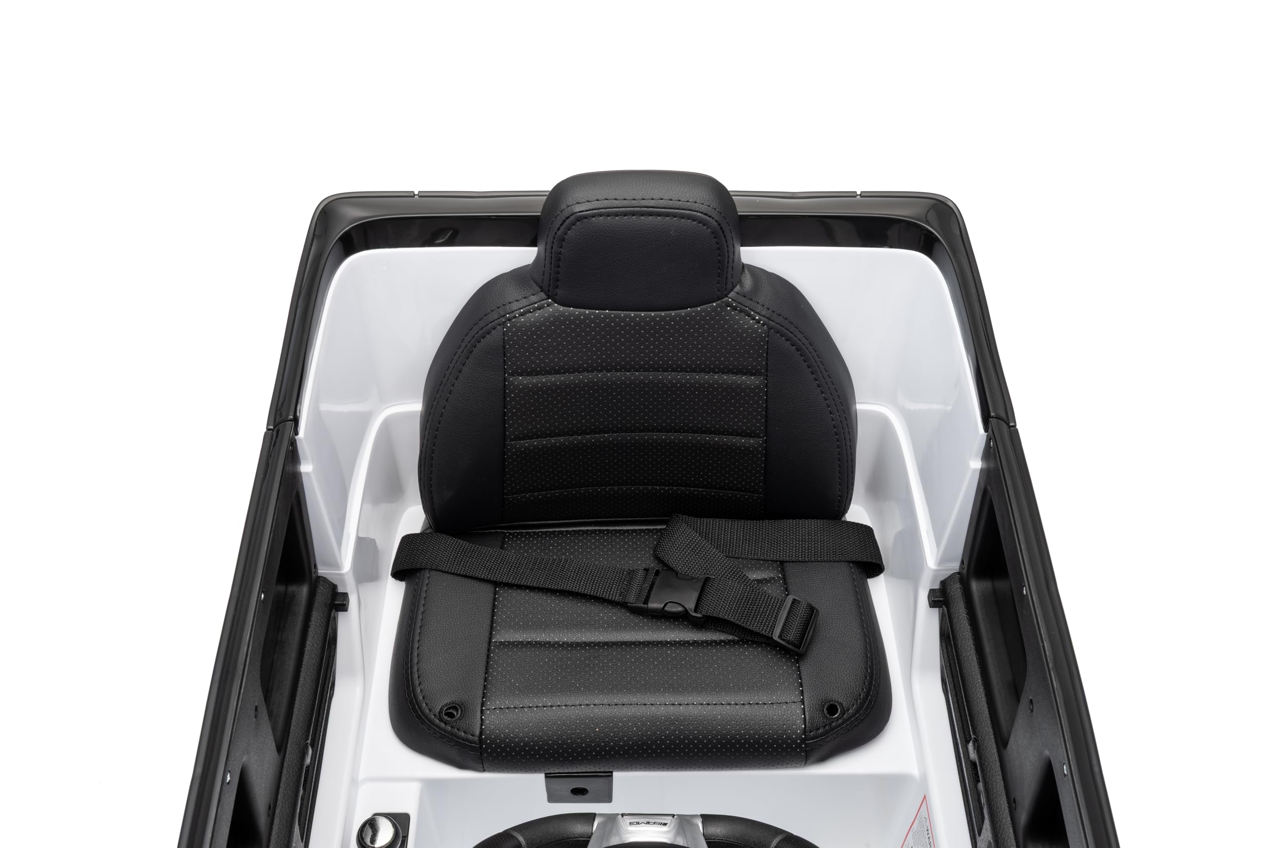 FINOOS Coche Electrico para Niños Mercedes G63 AMG 12V, con 2 Motores, Control Remoto, Bluetooth, Ruedes de Goma, Asiento de Cuero (Blanco)