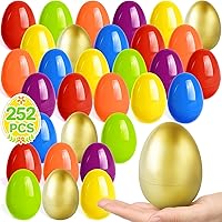 Vista 13 de SpringFlower Huevos de Pascua sin llenar de 3.5 pulgadas, 36 huevos coloridos más 1 huevo dorado, huevos de plástico vacíos rellenables con dulces