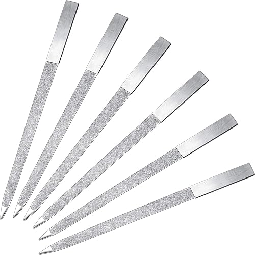 Mudder 6 limas de uñas de diamante de acero inoxidable de doble cara, lima de metal para mujeres y hombres, uñas de los pies, manicura para salón y