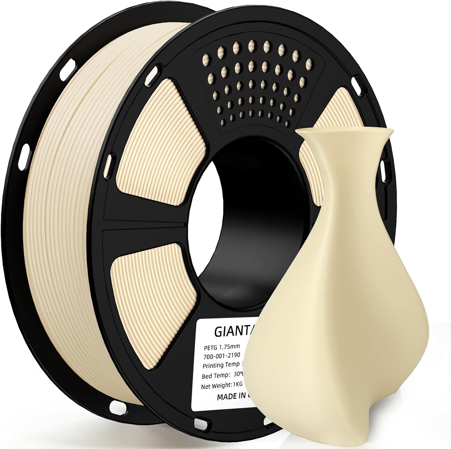 GIANTARM PLA Filament,Beige 3D Printer Filament 1Kg(2.2lbs) Spool,1.75mm Dimension Accuracy +/- 0.03mm,Fit Most FDM 3D Printers