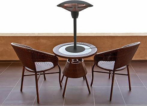 Westinghouse Table Top Outdoor Electric Patio Heater with Aluminum Reflector, Water Resistant, Auto Shut Off Tip Over Switch & Overheat Protection, Infrared Heater for Balcony, Backyard, Deck, More