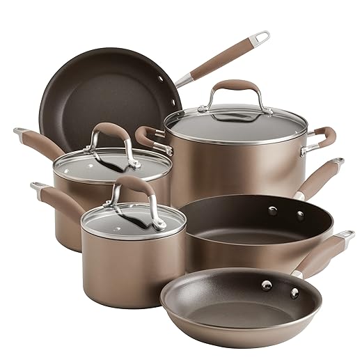Anolon Advanced Hard Anodized Nonstick Cookware / Pots and Pans Set, 9 Piece - Gray