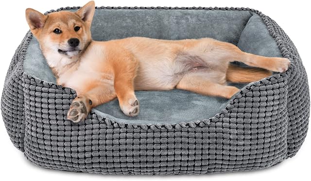 Dog Cat Bed Small Pet Sofa Bed JOEJOY Super Soft Puppy Beds For Medium Washable Dog Bed For Dogs, Cats, Kittens And Puppies Super Soft And Cosy Plush Dog Bed, 63.5*53*20CM