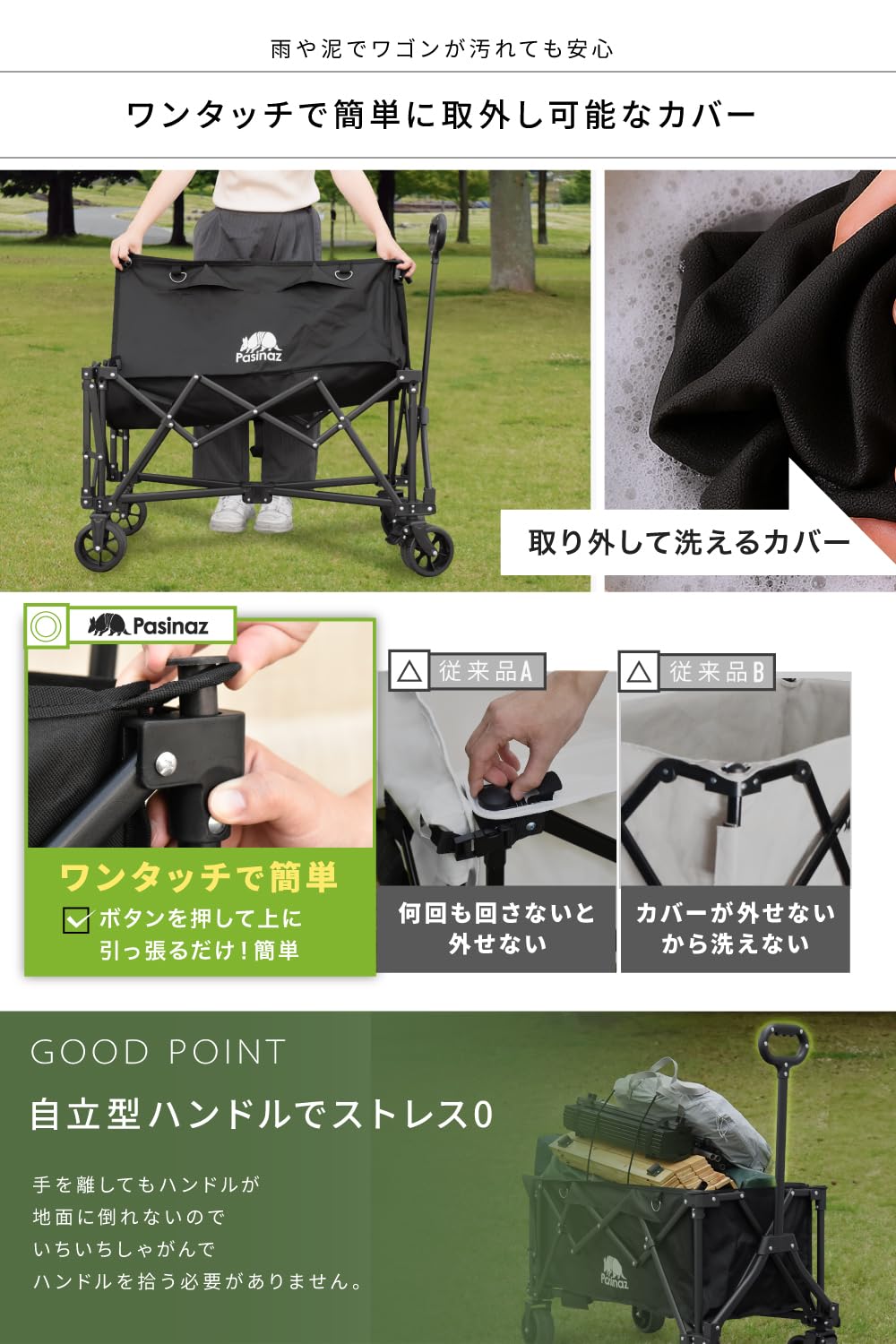 Amazon.co.jp: 【アワード受賞・人気ブランド】 Pasinaz 最大136L 後ろ