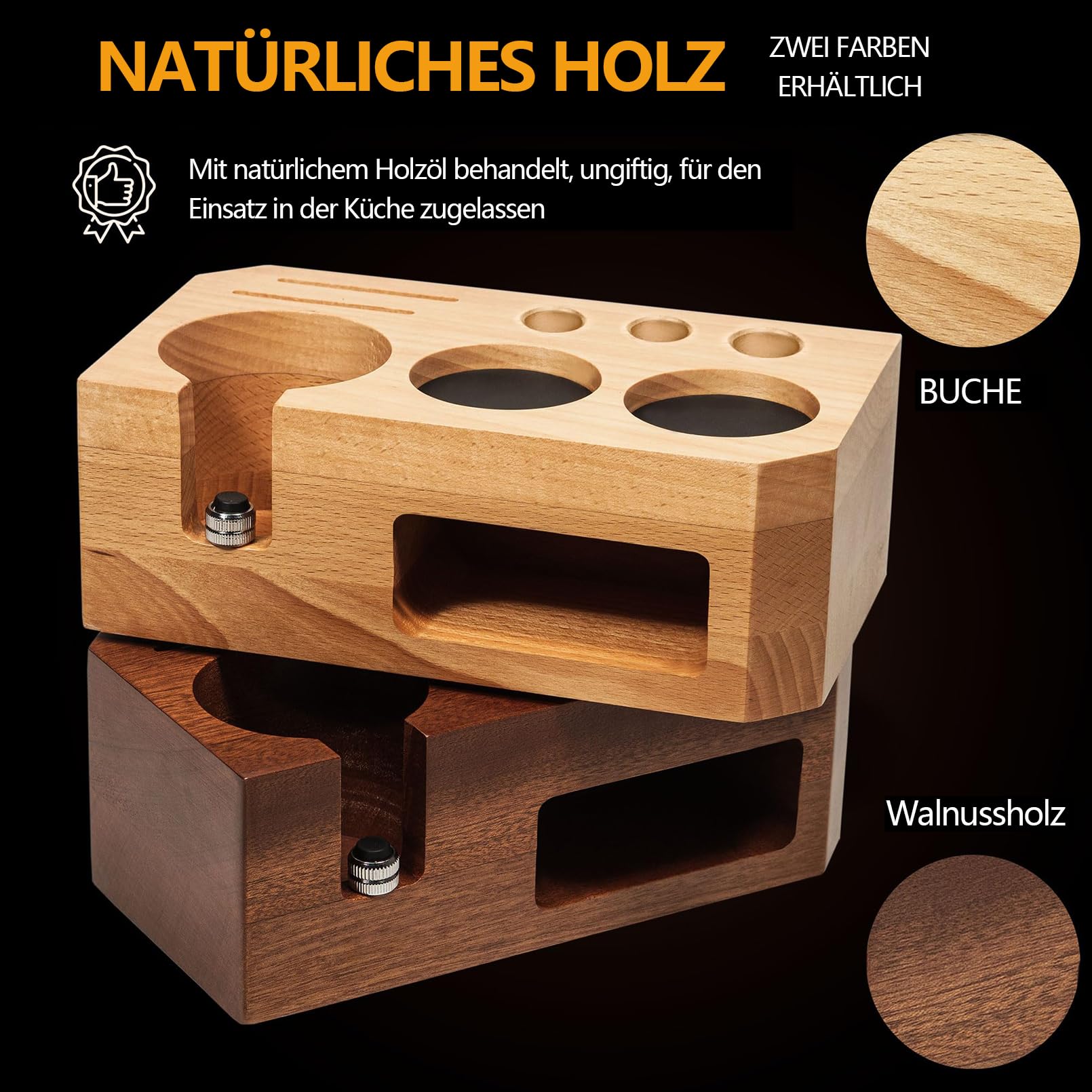 Generisch 58mm Kaffee-Stampfstation mit Tamperhalter aus Holz Barista-Zubehör für Perfect Tamp Buche Holz 51/54mm