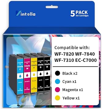 Remanufactured Ink Cartridge Replacement for Epson 812XL Ink Cartridges Combo Pack T812XL 812 T812 for Workforce Pro WF-7820 WF-7840 EC-C7000 Printer 5 Pack